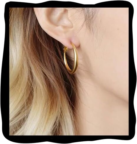 Gold Hoop Earrings for Women Luxury Matte Large Hoops Earring Gold-Plated Hoops with S925 Silver Pins Chunky Delicate Earrings Elegant Thick Circle Earring Classic Statement Ear Jewelry 30/40/50mm in Saudi Arabia