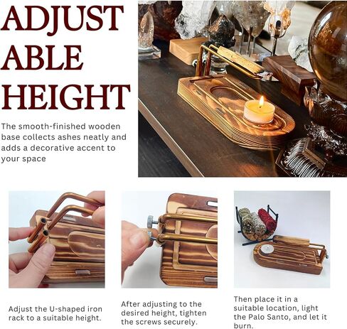 3-in-1 Palo Santo Burner & Holder Set, Wooden Ash Catcher Base with Metal Frame for Palo Santo Sticks, Sage & Smudge Sticks, Palo Santo Stand for Home Decor (3 in 1) in Saudi Arabia