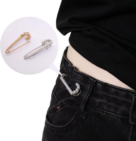 Fumwase 12PCS Faux Pearl Brooch Pins for Women Fashion Safety Sweater Shawl Clips Clothing Accessory Set Pearl Rhinestones Brooches for Scarves Blouses Dresses in Kuwait