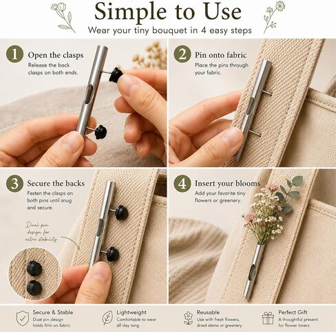 A Kind Brooch - Every Bloom Tells a Different Story, Branch-Shaped Flower Insert Brooch, DIY Elegant Jewelry for Women Men in Kuwait