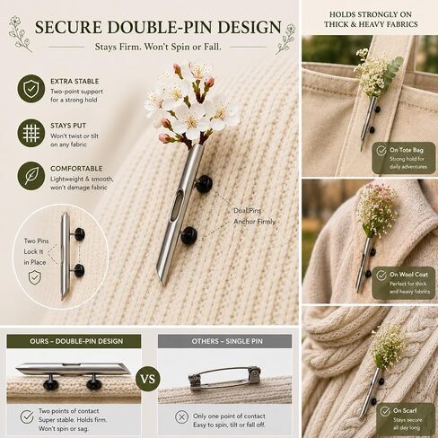 A Kind Brooch - Every Bloom Tells a Different Story, Branch-Shaped Flower Insert Brooch, DIY Elegant Jewelry for Women Men in Kuwait