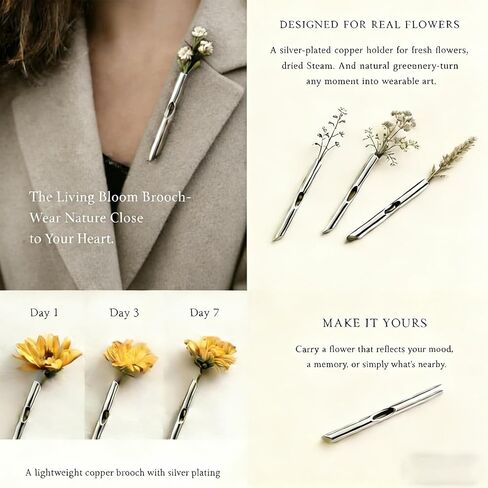 A Kind Brooch - Every Bloom Tells a Different Story, Branch-Shaped Flower Insert Brooch, DIY Elegant Jewelry for Women Men in Kuwait