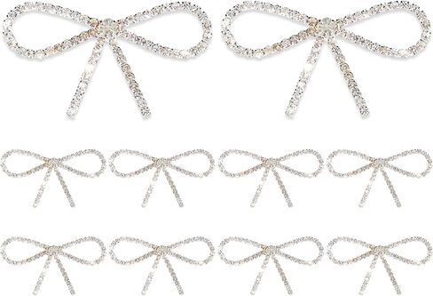 10PCS Diamond Rhinestones Pin Bow, Crystal Silver Bows Women Brooches Pins 2.2x1.1in Vintage Bowknot Rhinestone Sparkly Brooches for Women Hats Prom Wedding Party Dress Suit Shirt Buttons in Saudi Arabia