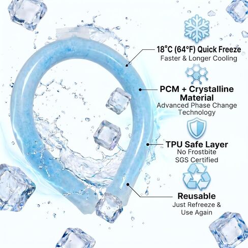 2PCS Neck Cooling Ring - Reusable Neck Coolers for Extremely Hot Weather, Instant Cooling Ice Neck Ring, Frozen Neck Wrap for Outdoor Work, Running, Hiking, Gardening - PCM Cooling Device (Blue, M) in Saudi Arabia