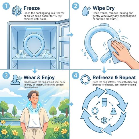 2PCS Neck Cooling Ring - Reusable Neck Coolers for Extremely Hot Weather, Instant Cooling Ice Neck Ring, Frozen Neck Wrap for Outdoor Work, Running, Hiking, Gardening - PCM Cooling Device (Blue, M) in Saudi Arabia