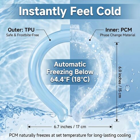 2PCS Neck Cooling Ring - Reusable Neck Coolers for Extremely Hot Weather, Instant Cooling Ice Neck Ring, Frozen Neck Wrap for Outdoor Work, Running, Hiking, Gardening - PCM Cooling Device (Blue, M) in Saudi Arabia