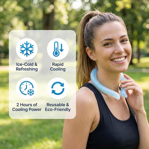 2PCS Neck Cooling Ring - Reusable Neck Coolers for Extremely Hot Weather, Instant Cooling Ice Neck Ring, Frozen Neck Wrap for Outdoor Work, Running, Hiking, Gardening - PCM Cooling Device (Blue, M) in Saudi Arabia