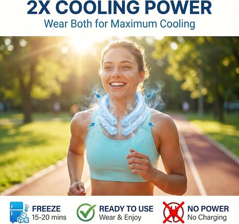 2PCS Neck Cooling Ring - Reusable Neck Coolers for Extremely Hot Weather, Instant Cooling Ice Neck Ring, Frozen Neck Wrap for Outdoor Work, Running, Hiking, Gardening - PCM Cooling Device (Blue, M) in Saudi Arabia