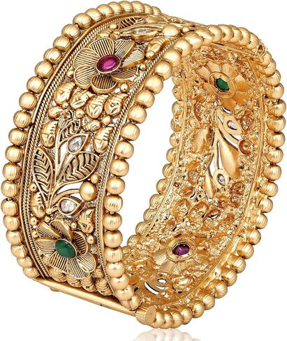 Aheli Gold Plated Floral Design Kada Bangle Traditional Jewellery Gift for Women in Kuwait
