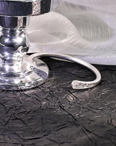 Silver Mountain and Sea Carved Pattern Adjustable Cuff Bracelet Stackable Bangle Jewelry for Women Trendy in Kuwait