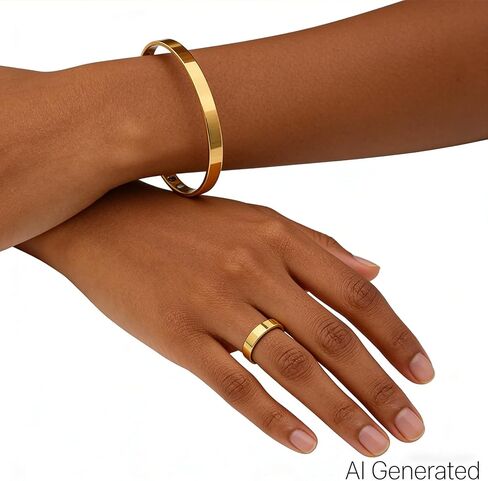 MIFYNN Kalm Bracelet Ring Set for Women Kalm Cuff Bangle Bracelet Menopause Stainless Steel Open Bracelet Relief Pain Relieve Stress Jewelry Gift in Kuwait