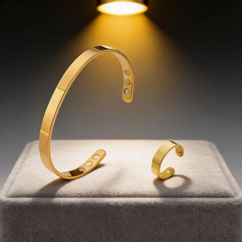 MIFYNN Kalm Bracelet Ring Set for Women Kalm Cuff Bangle Bracelet Menopause Stainless Steel Open Bracelet Relief Pain Relieve Stress Jewelry Gift in Kuwait