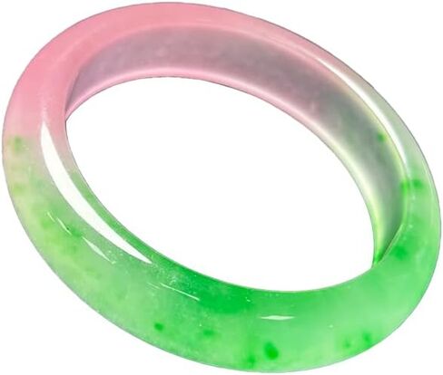 URED Round Pink Green Jade Bangle Bracelet For Women Good Luck Real Jade Stone Bracelet Wealth Healing Chinese Feng Shui Bangle For Woman Birthday Fashion in Saudi Arabia