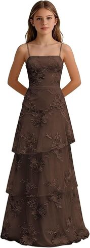 Lace Junior Bridesmaid Dresses Floral Long Flower Girl Dress Spaghetti Straps Tiered Girls Formal Gowns in Saudi Arabia