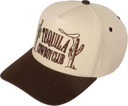 ScarvesMe Women Fashion Tequila Cowboy Club Lettering Embroidered Snapback Trucker Cotton Baseball Cap Hat in Saudi Arabia
