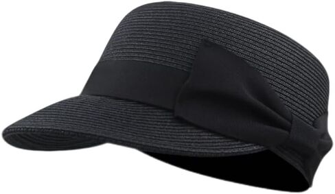 Visor Hats for Women Summer Straw Hat with Bow Trendy Sweet Baseball Cap Beach Hat Sun Hat for Travel Outdoor Activities in Kuwait