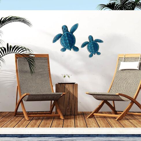 Novabright 2 Sizes Wooden Sea Turtle Wall Decor Vintage Beach Wall Art Ocean Turtle Hanging Decoration for Home Lake House Bathroom Pool in Kuwait