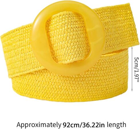 Vintage Bohemian Straw Braided Waist Belt for Women Pin Buckle Ladies Dress Belt Fashion Female Strap Accessories, Approx. 95x5cm/ 37.40x1.96in, Orange in Saudi Arabia