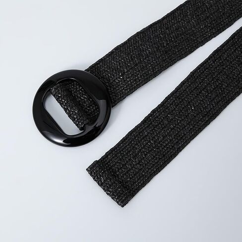 Vintage Bohemian Straw Braided Waist Belt for Women Pin Buckle Ladies Dress Belt Fashion Female Strap Accessories, Approx. 95x5cm/ 37.40x1.96in, Orange in Saudi Arabia