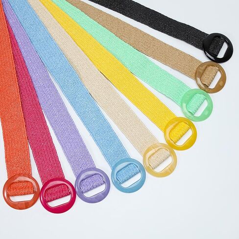 Vintage Bohemian Straw Braided Waist Belt for Women Pin Buckle Ladies Dress Belt Fashion Female Strap Accessories, Approx. 95x5cm/ 37.40x1.96in, Orange in Saudi Arabia