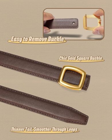 Women Skinny PU Leather Belt, 1" Thin Waist Belt with Gold Buckle for Dresses Jeans Pants in Kuwait