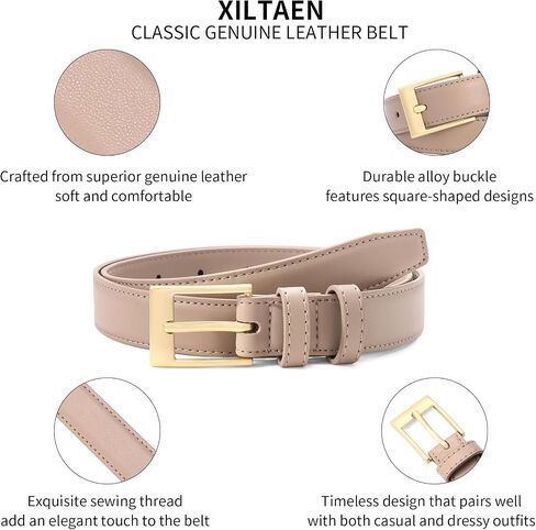 Women's Genuine Leather Belt for Jeans Pants Dresses Ladies Belt with Gold Buckle Waist Belts for Women in Saudi Arabia