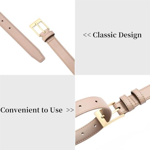 Women's Genuine Leather Belt for Jeans Pants Dresses Ladies Belt with Gold Buckle Waist Belts for Women in Saudi Arabia