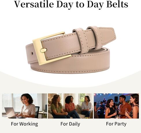 Women's Genuine Leather Belt for Jeans Pants Dresses Ladies Belt with Gold Buckle Waist Belts for Women in Saudi Arabia