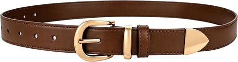 Women's Leather Belt for Jeans Dresses Pants Ladies Thick Soft Waistband with Gold Buckle Black Brown Gift Belt in Saudi Arabia