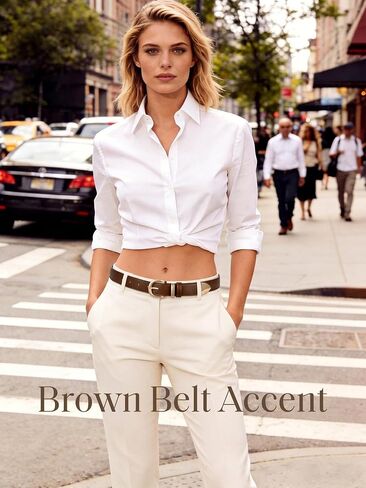 Women's Leather Belt for Jeans Dresses Pants Ladies Thick Soft Waistband with Gold Buckle Black Brown Gift Belt in Saudi Arabia