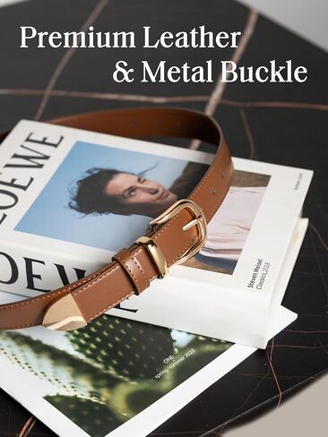 Women's Leather Belt for Jeans Dresses Pants Ladies Thick Soft Waistband with Gold Buckle Black Brown Gift Belt in Saudi Arabia
