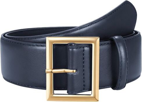 JASGOOD Wide Belts for Women Fashion Leather Chunky Waist Belt for Jeans Pants Dresses Coats with Gold Buckle, Width 1.98" in Saudi Arabia