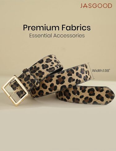 JASGOOD Wide Belts for Women Fashion Leather Chunky Waist Belt for Jeans Pants Dresses Coats with Gold Buckle, Width 1.98" in Kuwait