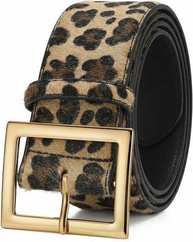 JASGOOD Wide Belts for Women Fashion Leather Chunky Waist Belt for Jeans Pants Dresses Coats with Gold Buckle, Width 1.98" in Kuwait