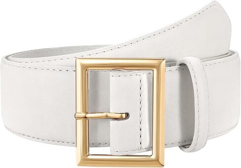 JASGOOD Wide Belts for Women Fashion Leather Chunky Waist Belt for Jeans Pants Dresses Coats with Gold Buckle, Width 1.98" in Kuwait