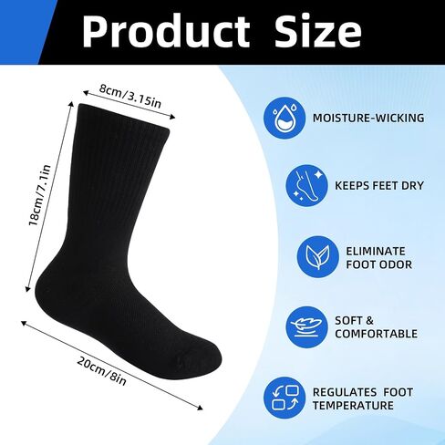 Twistover 8 Pcs Men's Bamboo Athletic Crew Socks Moisture Wicking Cushioned Arch Support Reinforced Heel Breathable Odor Control Running Mesh Socks Gift for Father Grandpa Son Husband in Kuwait