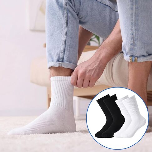 Twistover 8 Pcs Men's Bamboo Athletic Crew Socks Moisture Wicking Cushioned Arch Support Reinforced Heel Breathable Odor Control Running Mesh Socks Gift for Father Grandpa Son Husband in Kuwait
