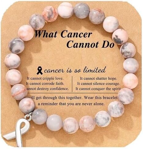 Pingyongchang Breast Cancer Awareness Bracelets for Women What Cancer Cannot Do Bracelet Inspirational Pink Ribbon Cancer Stone Beaded Encouragement Gift in Kuwait