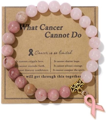Pingyongchang Breast Cancer Awareness Bracelets for Women What Cancer Cannot Do Bracelet Inspirational Pink Ribbon Cancer Stone Beaded Encouragement Gift in Kuwait