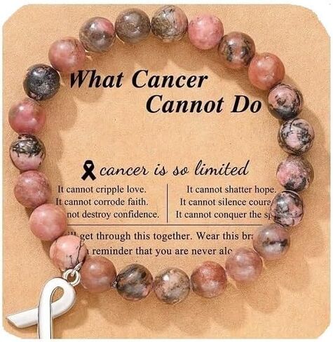 Pingyongchang Breast Cancer Awareness Bracelets for Women What Cancer Cannot Do Bracelet Inspirational Pink Ribbon Cancer Stone Beaded Encouragement Gift in Kuwait