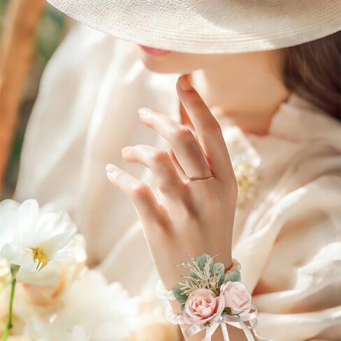 8 Pcs Corsage Wristlet Band Elastic Pearl Corsage Wristlet Bands, Stretch Wrist Corsage Bracelets for Women, DIY Handmade Flower Accessories for Wedding Prom Graduation Party Decorations in Saudi Arabia