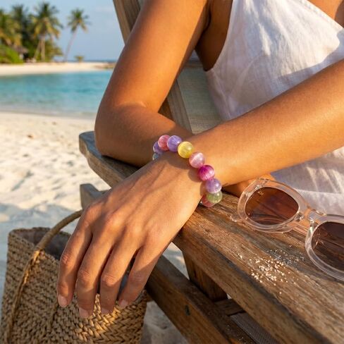 Dopamine Bracelet UV Reactive Colorful Rainbow Beaded Bracelet Color Changing Mood Bracelets Dopamine Jewelry Summer Beach Vacation Trendy Gift in Saudi Arabia