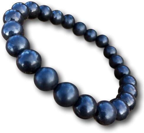 Shungite Energy Bracelet - 8mm Round Beads - Strong Elastic Stretch Band - Standard Size- Jewelry - Chakra Healing in Saudi Arabia