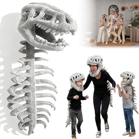 Wearable Dinosaur Skeleton Plush Costume,Realistic 3D Dinosaur Skull Outfit with Soft Plush Fabric in Saudi Arabia