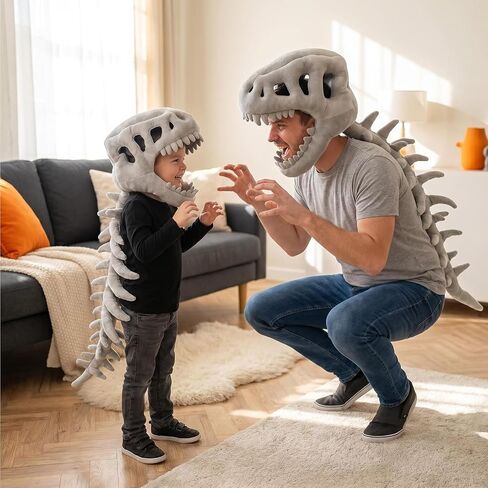 Wearable Dinosaur Skeleton Plush Costume,Realistic 3D Dinosaur Skull Outfit with Soft Plush Fabric in Saudi Arabia