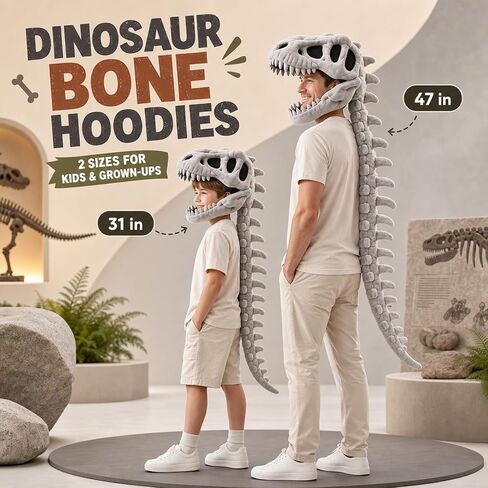 Wearable Dinosaur Skeleton Plush Costume,Realistic 3D Dinosaur Skull Outfit with Soft Plush Fabric in Saudi Arabia