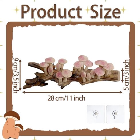Resin Mushroom Decor Cottagecore Mushroom Wall Decor Vintage Wall Hanging Sculpture Rustic Farmhouse Kitchen Bedroom Living Room Office Home Decor Fantasy Woodland Birthday Gift in Saudi Arabia