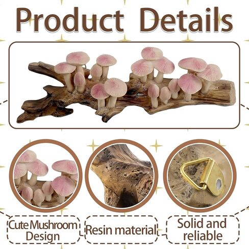 Resin Mushroom Decor Cottagecore Mushroom Wall Decor Vintage Wall Hanging Sculpture Rustic Farmhouse Kitchen Bedroom Living Room Office Home Decor Fantasy Woodland Birthday Gift in Saudi Arabia