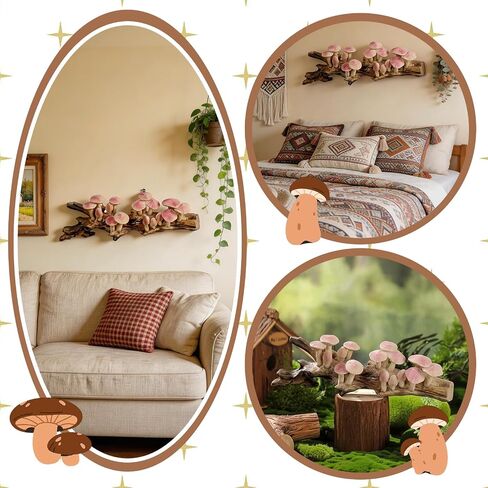 Resin Mushroom Decor Cottagecore Mushroom Wall Decor Vintage Wall Hanging Sculpture Rustic Farmhouse Kitchen Bedroom Living Room Office Home Decor Fantasy Woodland Birthday Gift in Saudi Arabia