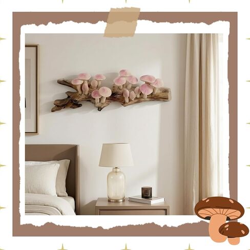 Resin Mushroom Decor Cottagecore Mushroom Wall Decor Vintage Wall Hanging Sculpture Rustic Farmhouse Kitchen Bedroom Living Room Office Home Decor Fantasy Woodland Birthday Gift in Saudi Arabia